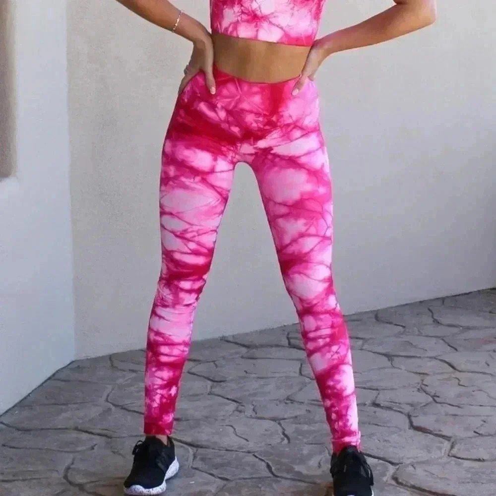 Fuchsia Tie Dye Active Set leggings